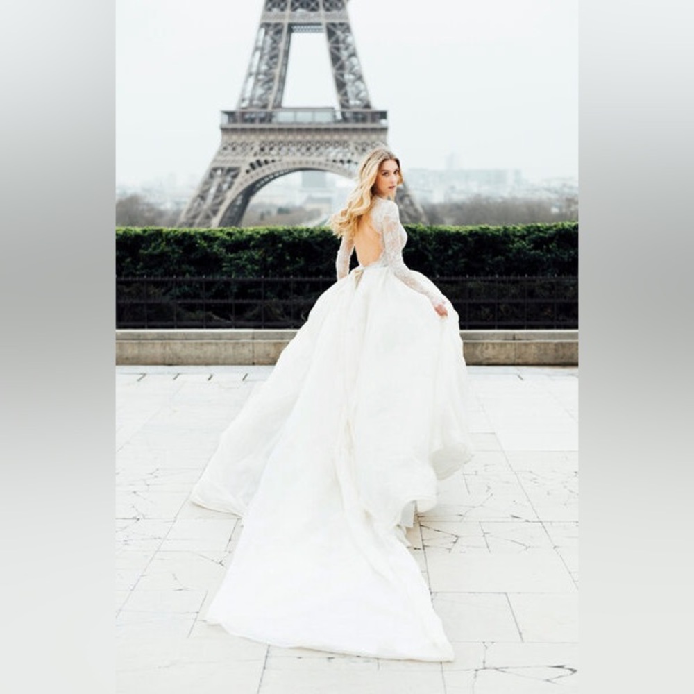 MONIQUE LHULLIER | Winslet | 2017 | Lace Wedding Dress A-Line Gown Long Sleeves - Picture 10 of 16